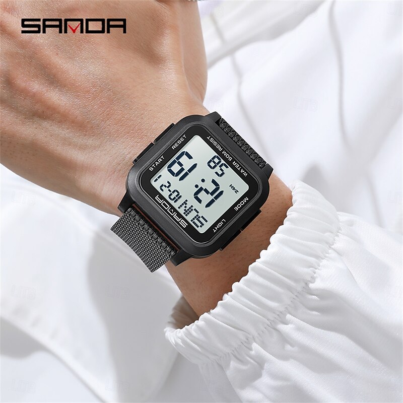 SANDA Men Digital Watch Sports Fashion Casual Business Luminous Alarm Clock Waterproof Decoration TPU Watch3