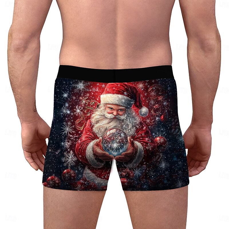 Santa Claus Christmas Pajamas Boxer Briefs Underwear Christmas Gift Men's Funny Christmas Pattern Adults Christmas New Year Christmas Eve Christmas Party4