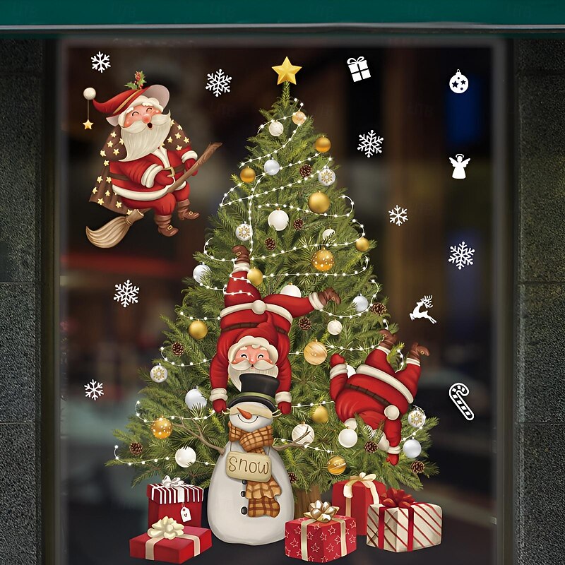 Christmas Stickers Xmas Window Stickers Santa Claus Merry Christmas Stickers Wall Ornaments Navidad Santa Gifts Merry Christmas Window Glass Stickers4