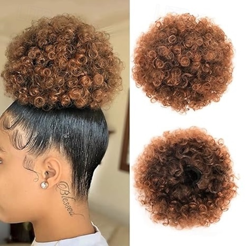 Afro Puff Drawstring Ponytail Kinky Curly Bun Hair Synthetic Short Extensions Hairpieces Updo Hair for Black Women Girls