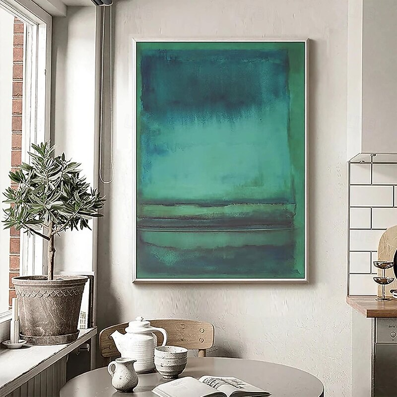 Handpainted Green Textured Painting Oversized 3D handmade Abstract Geometric Wall Art painting Large Minimalist black white textured Painting for Living Room bedroom Wall Decor Abstract Art4