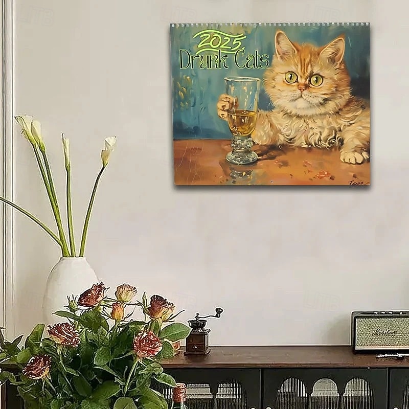 2025 Wall Calendars, Funny Drunk Cats Calendar 2025, 2025 Cat Monthly Wall Calendar for Cat Lover - 8.5 X 11 Inches3
