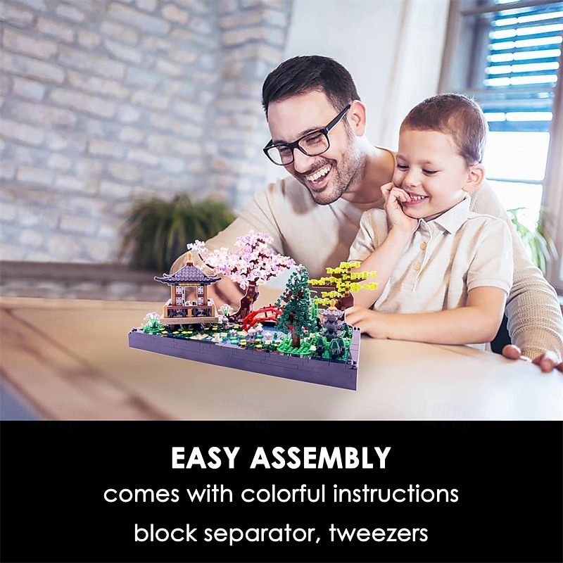 Micro Building Blocks SetsChinese Zen Garden Architecture and Cherry Blossom Bonsai Tree Building Toys for AdultsJapanese Sakura House ModelCreative Mini Bricks Gift for Kids 142280 PCS3
