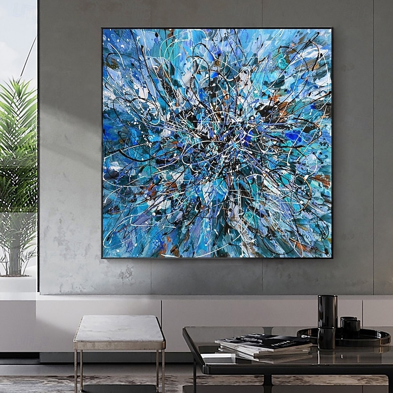 Abstract painting Hand painted Modern Blue pattle knife oil painting Hand Painted Wall Art Abstract Paintings On Canvas hand painted abstract oil painting Wall Art oil painting bedroom  oil painting2