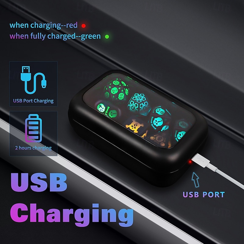 Rechargable DND Dice Light Up Dice 7 PCS Glowing Balanced LED Dice Electronic Dices D&D Dungeons and Dragons Polyhedral Dice Set RPG Role Playing Table Game3