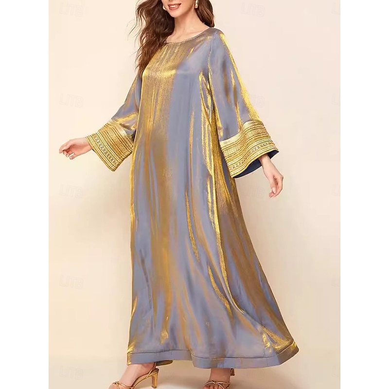 Women's Maxi Dress Casual Dress Cocktail Dress Wedding Guest Dress Chiffon Dress Elegant Casual Vacation Regular Fit Plain Long Sleeve Crew Neck Black Navy Blue Purple Fall