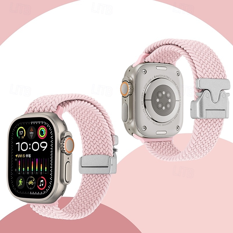 Sport Band Compatible with Apple Watch band 38mm 40mm 41mm 42mm 44mm 45mm 49mm Braided Adjustable Fabric Strap Replacement Wristband for iwatch Ultra 2 Series 9 8 7 SE 6 5 4 3 2 14
