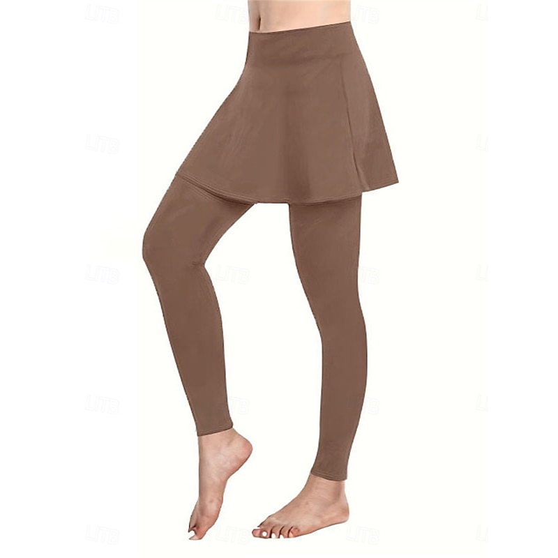 Women's Chinos Skort Cozy Leggings Casual / Sporty Full Length High Waist Plain High Cut Comfy Soft Comfortable Micro-elastic Gym Black Wine Khaki Gray Spring & Fall Regular Fit 7