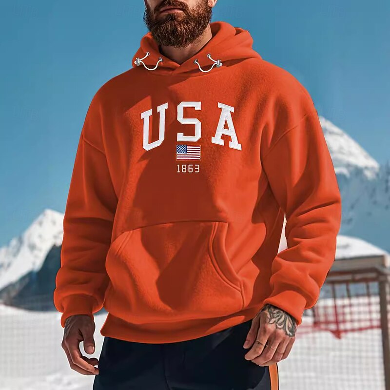 Men's Hoodie Black White Navy Blue Purple Orange Hooded Plain Drawstring Embroidery Front Pocket Sports & Outdoor Daily Holiday Streetwear Casual Spring &  Fall Clothing Apparel Hoodies Sweatshirts