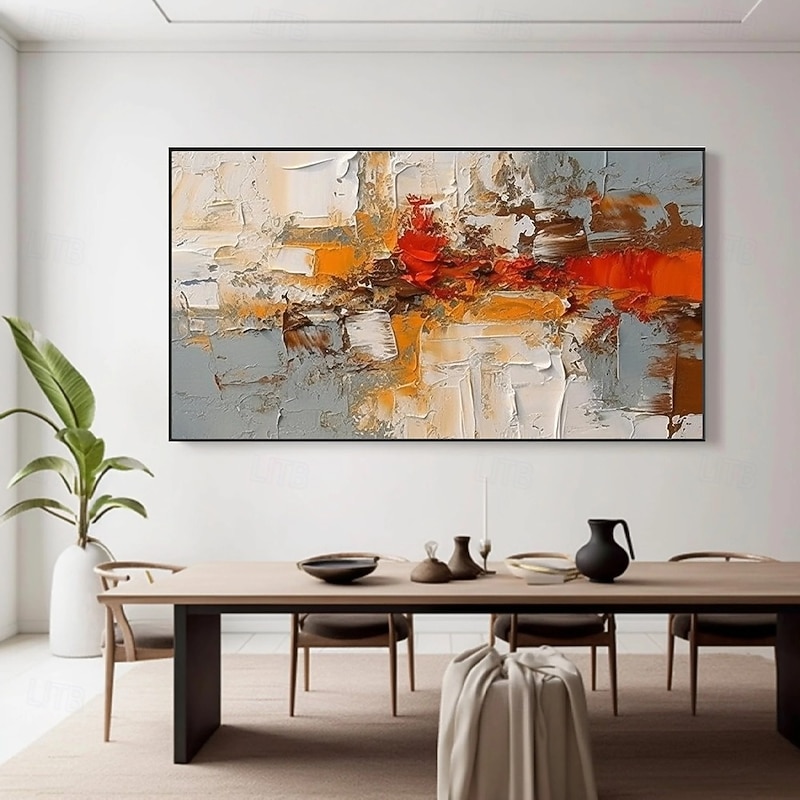 Large Colorful Abstract Painting hand painted 3D Textured Painting handmade Palette Knife Original Painting Colorful Wall Art Scandinavian Art for Living room decor3