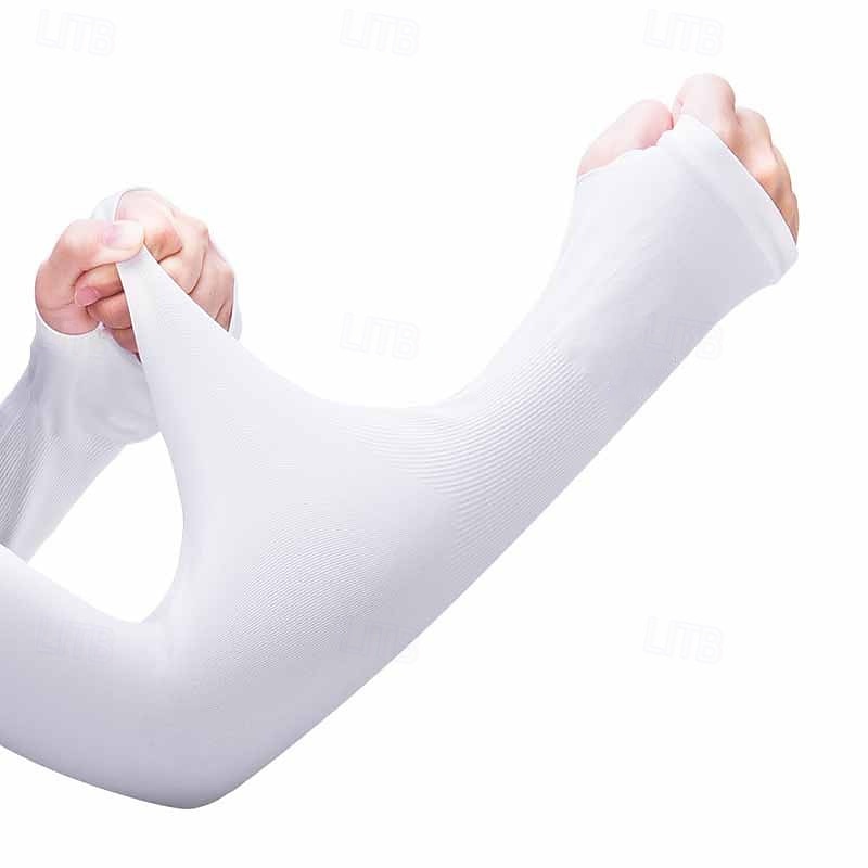 1 Pair Cycling Sleeves Sun Sleeves UV Sun Protection Cooling Arm Sleeves UV Resistant Quick Dry Lightweight Bike White Black Gray Elastane for Men's Women's Adults' Mountain Bike / MTB Road Bike2