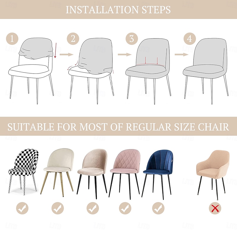 Dining Chair Cover Stretch Velvet Upholstered Side Dining Chair Cover Slipcover Burgundy Red Curved Back Mid Century Accent Dining Chair Covers for Kitchen Living Room2