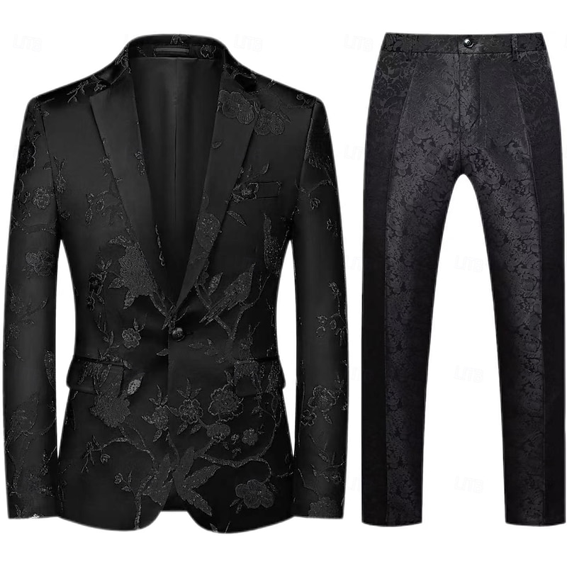 Disco 1980s Pants Outfits Suits & Blazers Disco Solid Color Fancy Dress Men's Masquerade Performance Party Club Adults' Coat Pants2