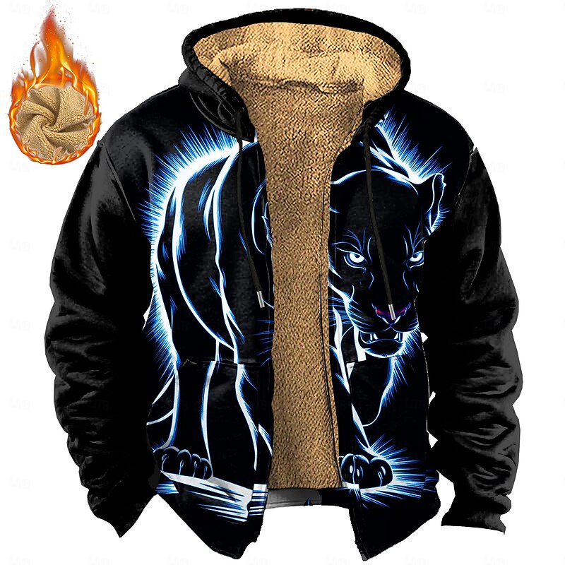 Men's Lion Fleece Hoodie Hoodies Punk Fashion Long Sleeve Hooded Party Holiday Streetwear White Yellow Drawstring Fall Winter Designer3