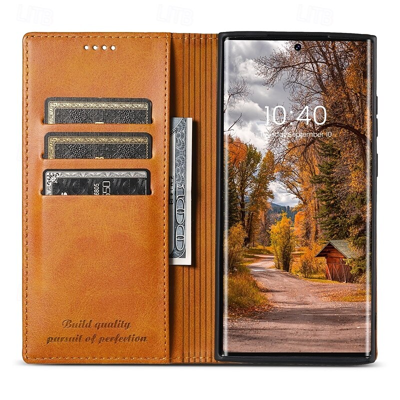 Phone Case For S25 S24 S23 Ultra Plus S22 Plus  Ultra Back Cover with Stand Holder Magnetic Card Slot Retro PC PU Leather3