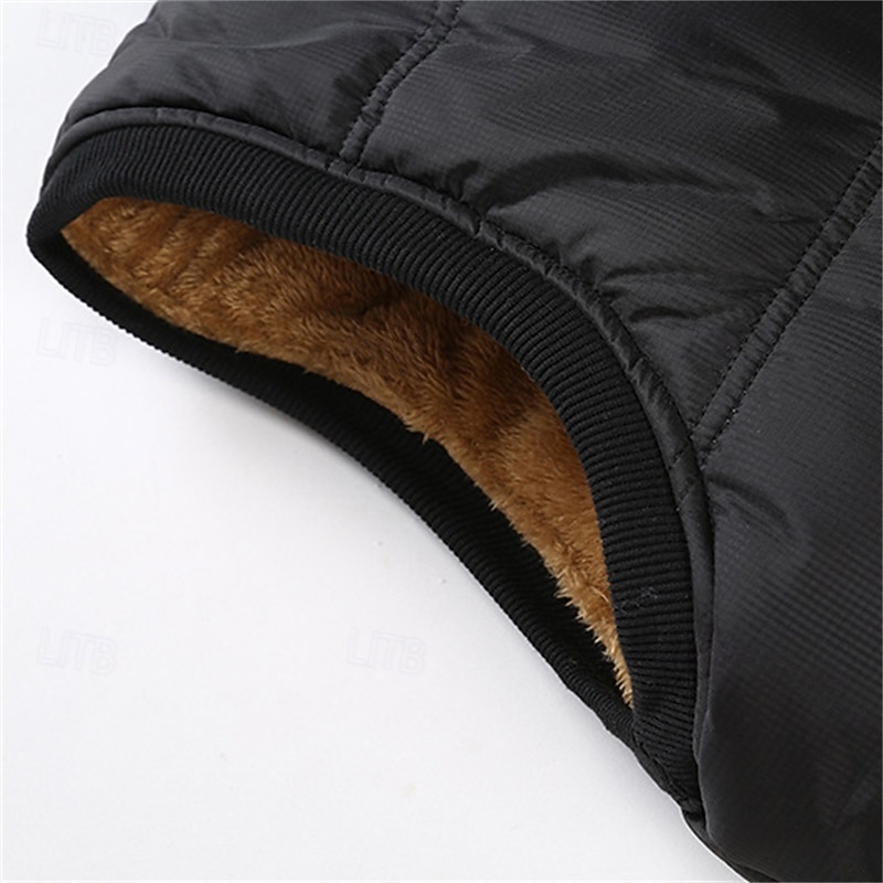 Men's Puffer Vest Fleece Vest Gilet Daily Date Vacation Fashion Casual Fall & Winter Pocket Polyester Warm Comfortable Solid Color Hidden Buttoned Front Stand Collar Regular Fit Black Blue Vest 11