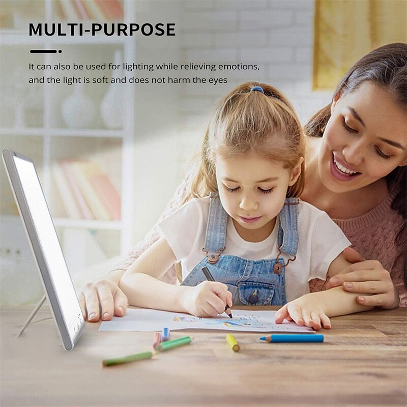Light Therapy Lamp 12000 Lux Mood Light with 2 Color Modes 3 Brightness Levels 3 Timer Settings Touch Control UV-Free Daylight Lamp3
