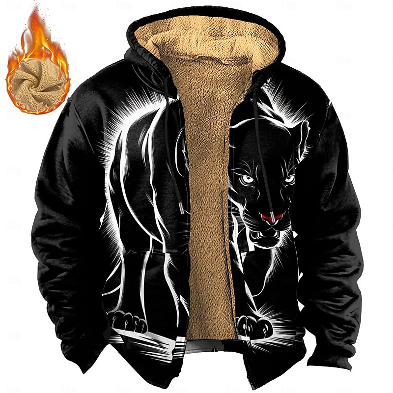 Men's Lion Fleece Hoodie Hoodies Punk Fashion Long Sleeve Hooded Party Holiday Streetwear White Yellow Drawstring Fall Winter Designer4