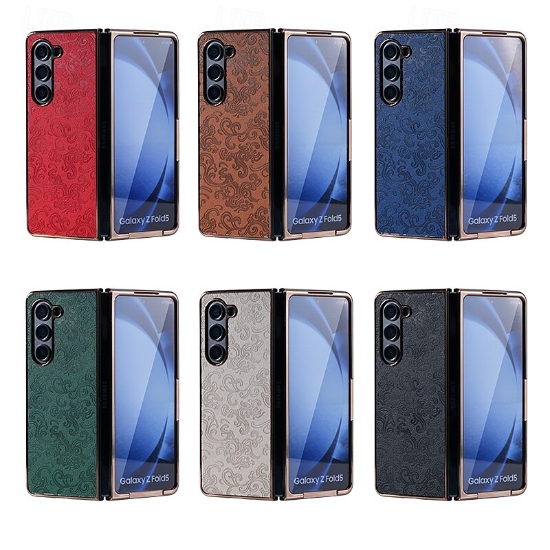 Phone Case For Samsung Galaxy Z Fold 7 Z Fold 6 Z Fold 5 Z Fold 4 Z Fold 3 Back Cover with Screen Protector Shockproof PC PU Leather - Main Image