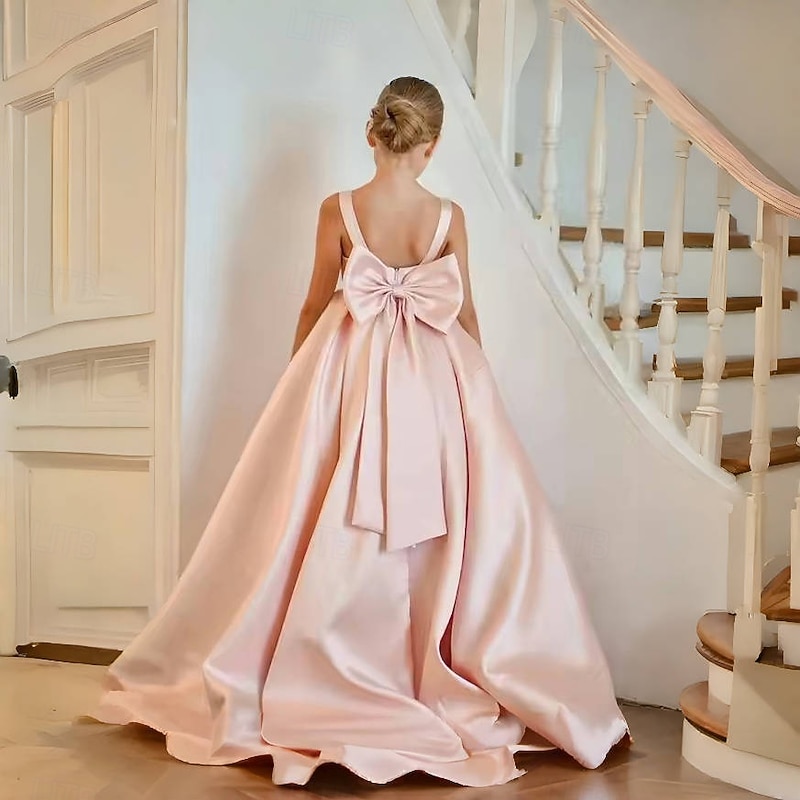 Kids Girls' Party Dress Solid Color Sleeveless Performance Mesh Princess Sweet Mesh Mid-Calf Sheath Dress Tulle Dress Summer Spring Fall kids White Pink