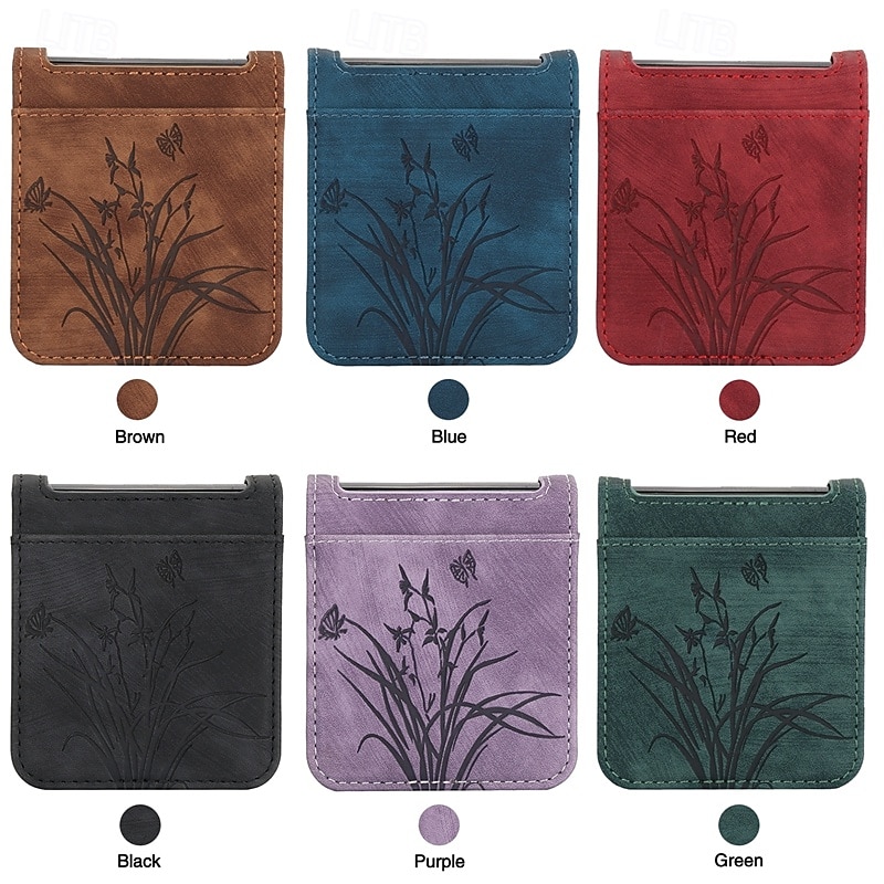 Phone Case For Z Flip 7 Z Flip 6 Z Flip 5 Z Flip 4 Z Flip 3 Back Cover with Stand Holder Card Slot Shockproof Retro TPU PU Leather