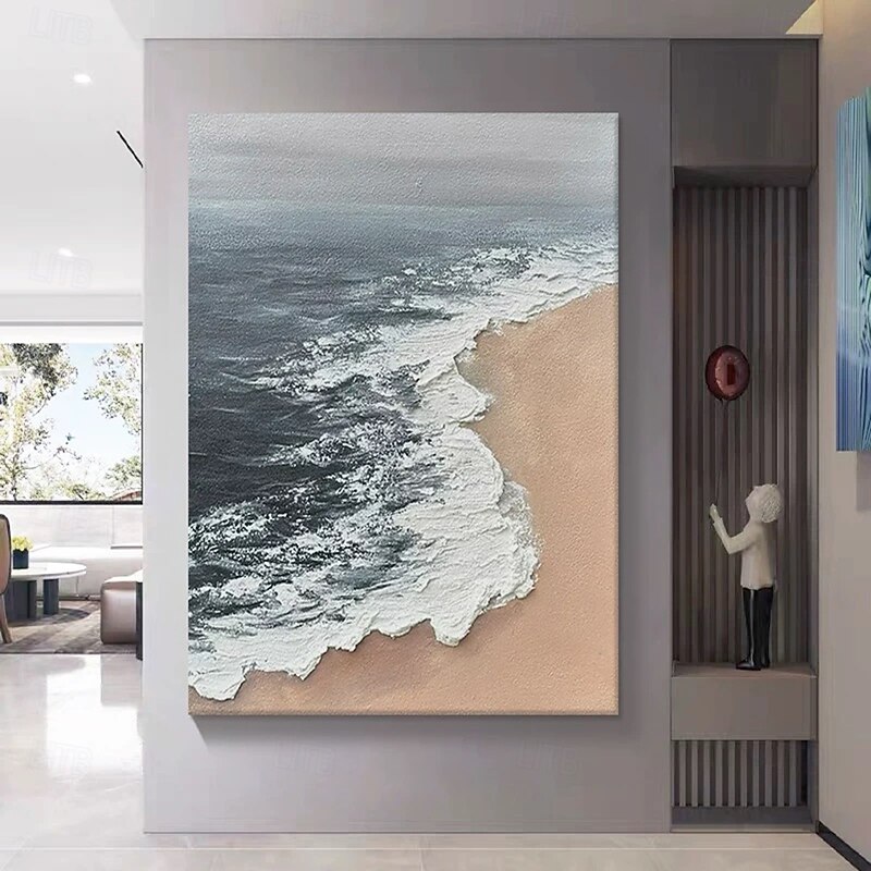 Mintura Handmade Beach Scenery Oil Paintings On Canvas Modern Wall Art Room Decoration Abstract Picture For Home Decor Rolled Frameless Unstretched Painting2