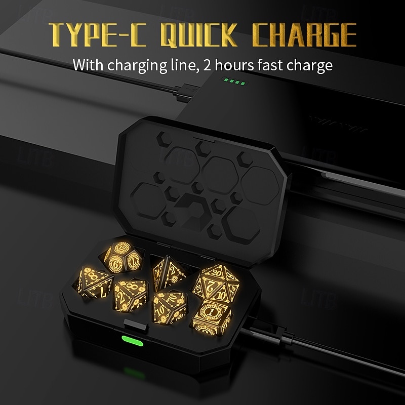 Rechargable DND Dice Light Up Dice 7 PCS Glowing Balanced LED Dice Electronic Dices D&D Dungeons and Dragons Polyhedral Dice Set  Role Playing Table Game2