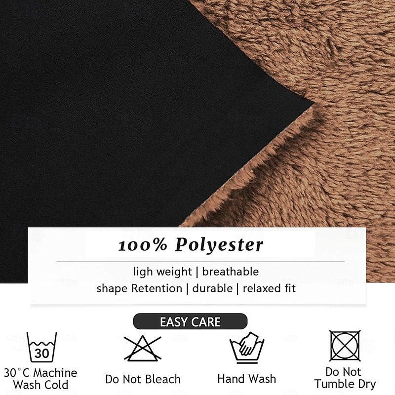 Men's Bear Folk Fleece Hoodie Hoodies Fashion Ethnic Long Sleeve Hooded Vacation Sports Outdoor Streetwear Brown Drawstring Fall Winter Designer3