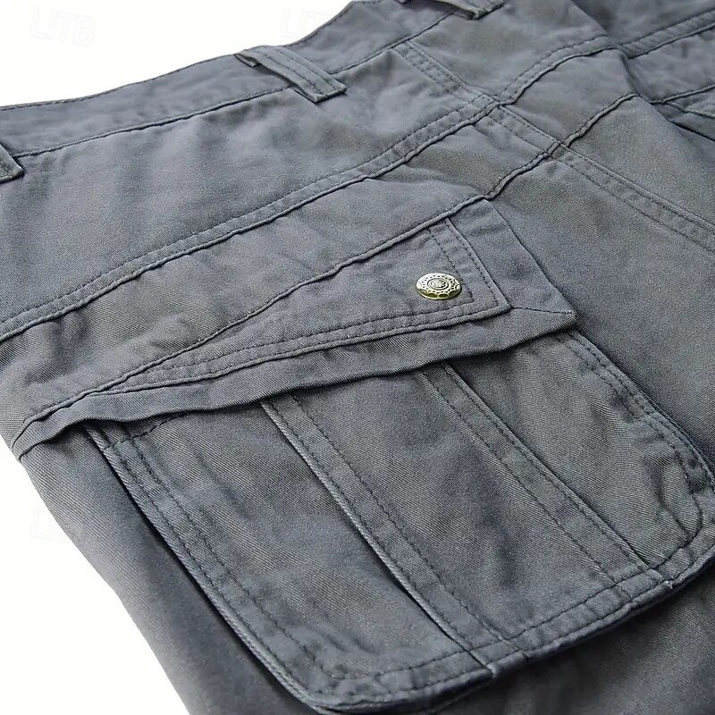 Men's Cargo Pants Trousers Buttons Multi Pocket Plain Wearable Outdoor Daily Camping & Hiking Fashion Classic ArmyGreen Black 6