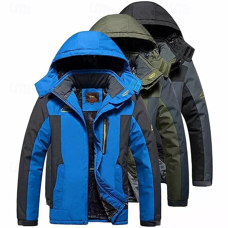 Men's Winter Jacket Fleece Jacket Softshell Windbreaker Climbing Snow Sports Thermal Warm Waterproof Hooded Sportswear