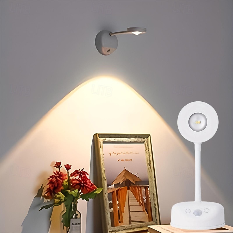 Rechargeable Motion Sensor LED Wall Light, Wireless Battery Powered Induction Lamp Wall Mounted Picture Light for Galleries, Stairs, Hallways, and Bedroom Decor