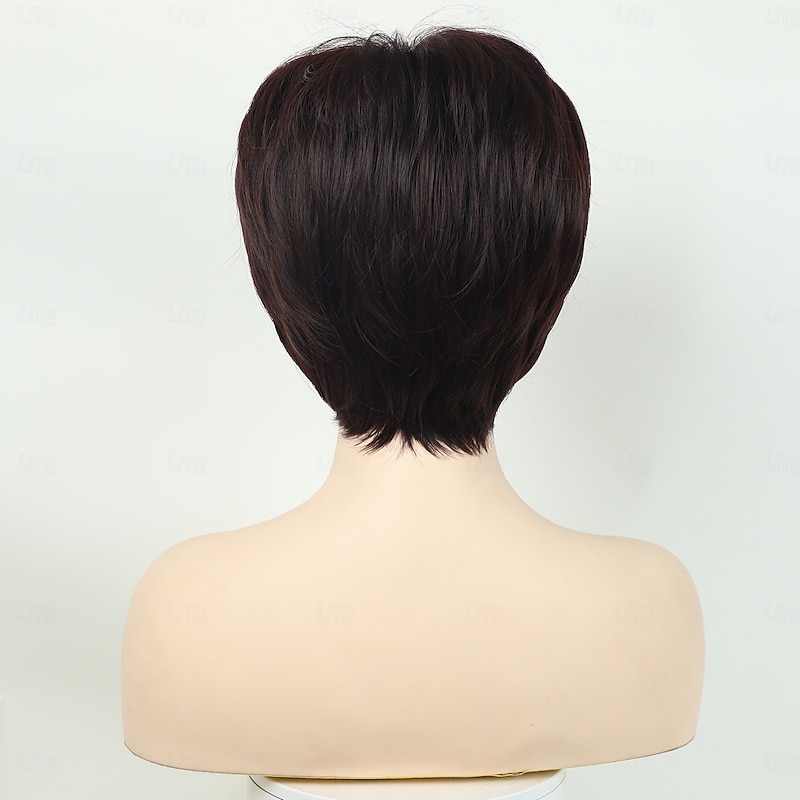 Short Brown Wigs for Women Pixie Cut Blonde Wigs with Bangs Straight Layered Short Hair Wigs Natural Looking Synthetic Light Blond Wigs4