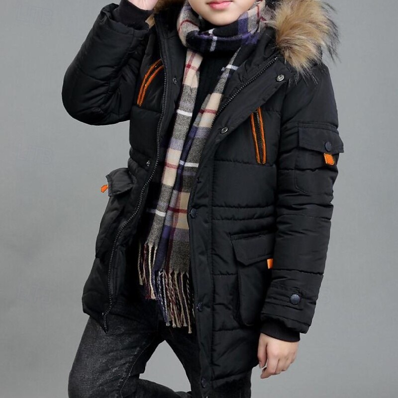 Boys' 3D Kids Puffer Jacket Plain Letter Down Jacket Coat Parka Long Sleeve Winter Active Cool Kids 4-13 Years School Street Regular Fit3