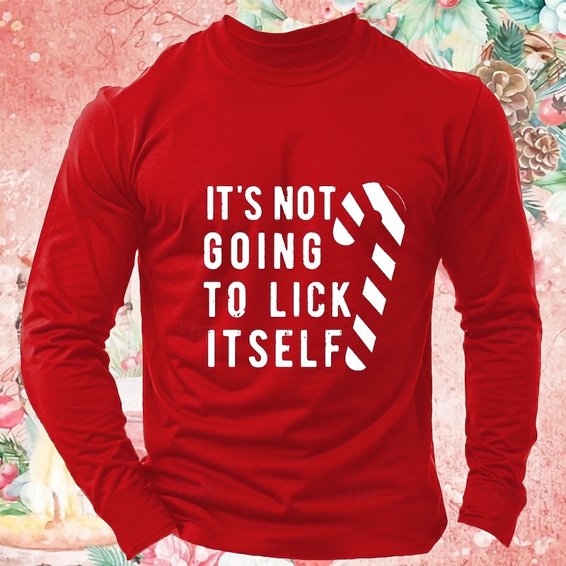 Christmas Men's Letter Printed funny christmas T Shirt 100% Cotton Long Sleeve Graphic Shirt Black Red Green Comfortable Tee Fashion Designer Clothing