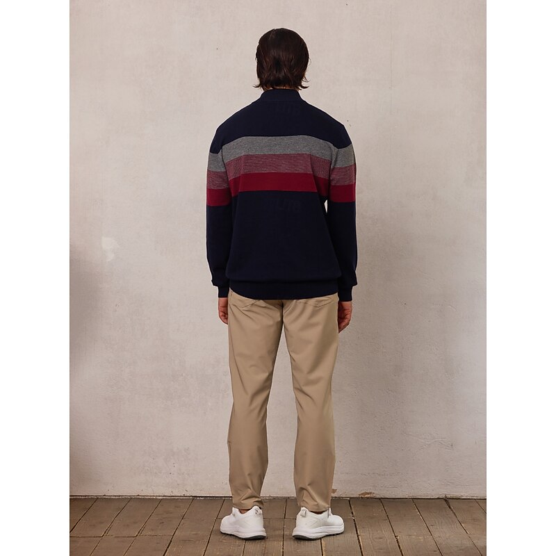 Men's Sweater Black Navy Blue Green Long Sleeve Thermal Warm Top Color Block Fall Winter Golf Attire Clothes Outfits Wear Apparel2