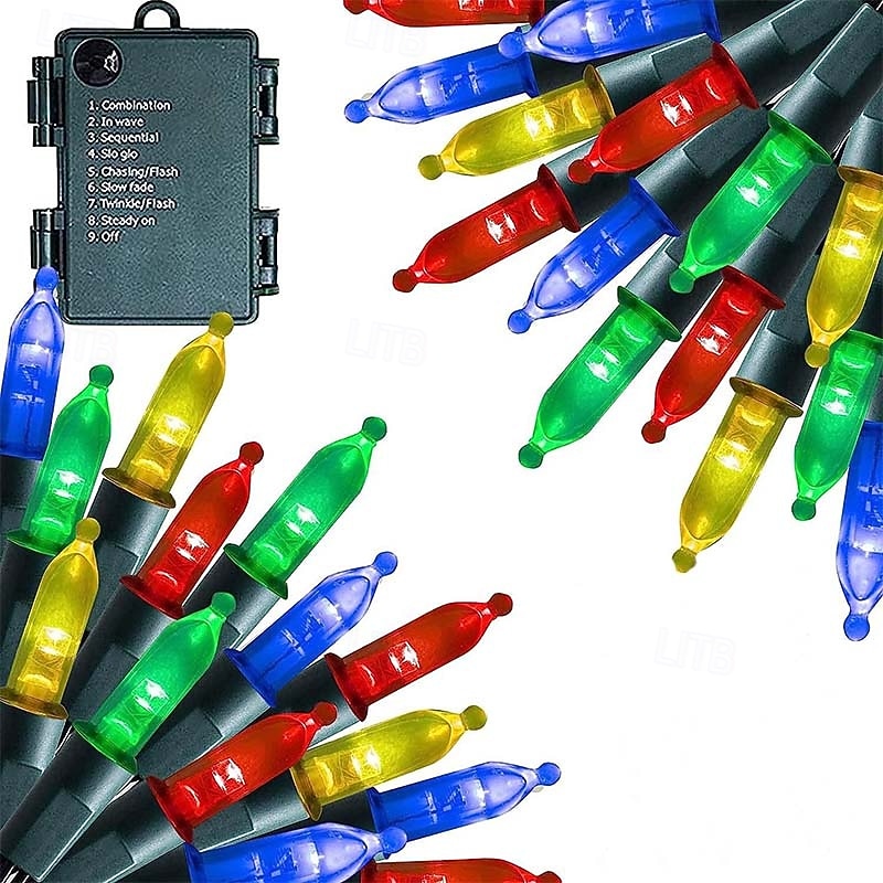 Christmas Lights Battery Operated String Lights 18ft 50 LED 8 Modes LED Mini Lights with Timer for Christmas Tree Wreath Party Home Indoor Outdoor Decor Waterproof Warm White/white3