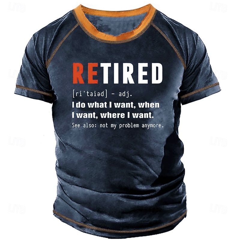 Men's Letter Graphic Prints Graphic Tee Funny T Shirts Retirement T Shirt Short Sleeve T shirt 3D Print Crew Neck Shirt Vintage Sports Designer Outdoor Street Daily Black Army Green Navy Blue Summer