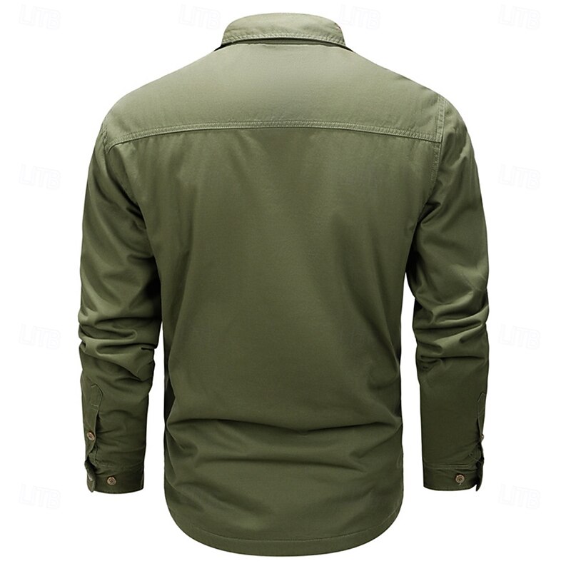 Men's Texas Work Shirt Western Shirt Cargo Shirt Long Sleeve Casual Sports & Outdoor Going out Fall Winter Turndown Print Black Army Green Khaki4