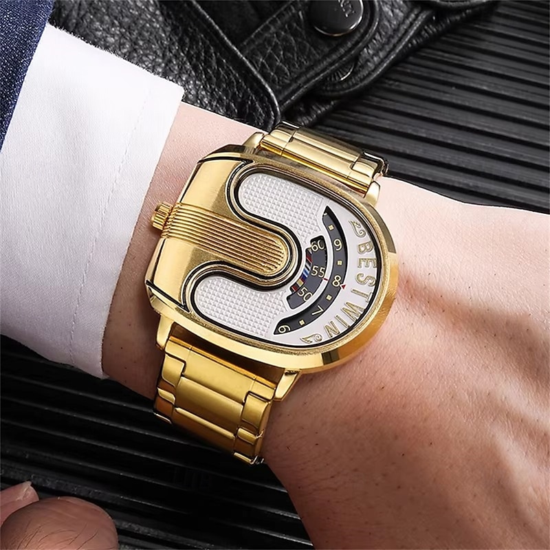 BESTWIN Men Quartz Watch Fashion Casual Business Wristwatch Calendar Waterproof Decoration Steel Watch3