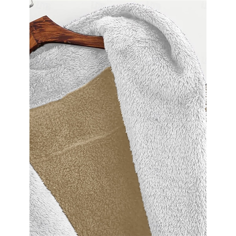 Women's Fleece Jacket Teddy Coat Hoodie Jacket Warm Breathable Fleece Lined Casual Plain Vacation Street Daily Wear Going out Open Front Regular Hoodie Regular Fit Long Sleeve Outerwear White Green 7