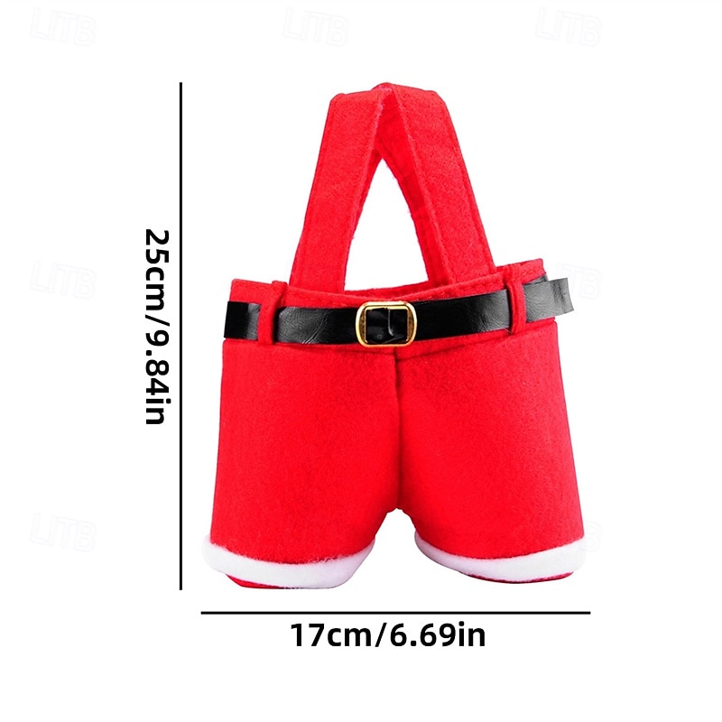 3/6pcs Red Christmas Pants Gift Bags Holiday Supplies Large Capacity Convenient Practical Wedding Party Candy Bag Creative Home Goods4
