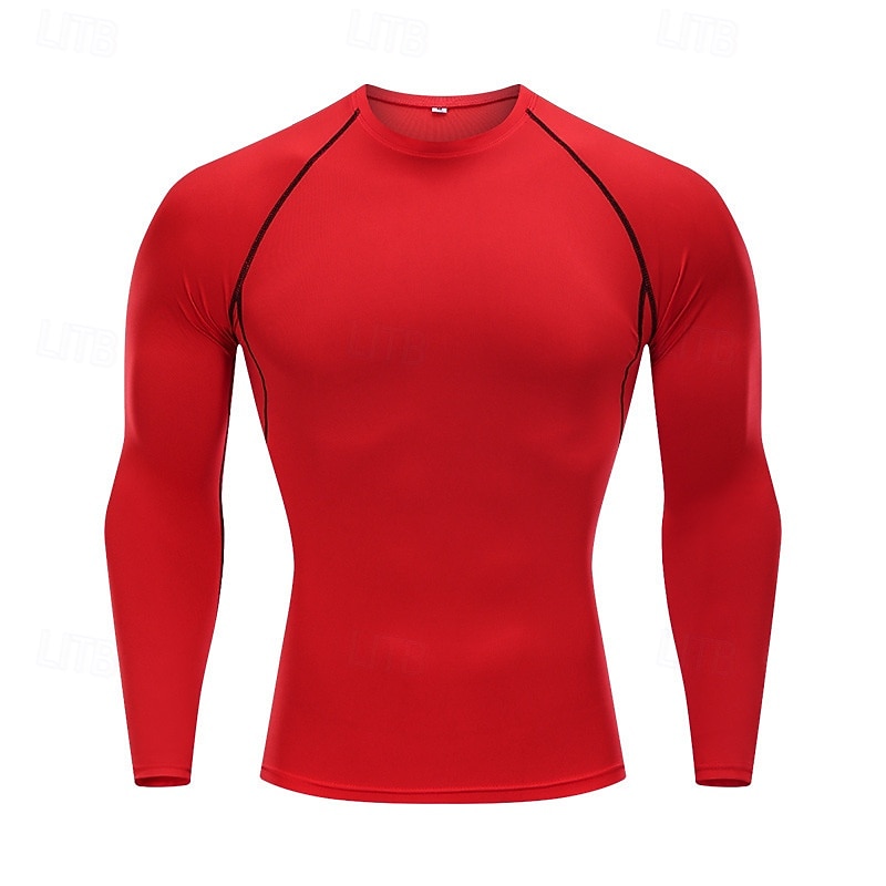 Men's Running T-Shirt Compression Shirt Long Sleeve Tee Tshirt Casual Athleisure Fall Solid Colored Quick Dry Breathable Gym Workout Walking Jogging Sportswear Activewear fluorescent green Black White4