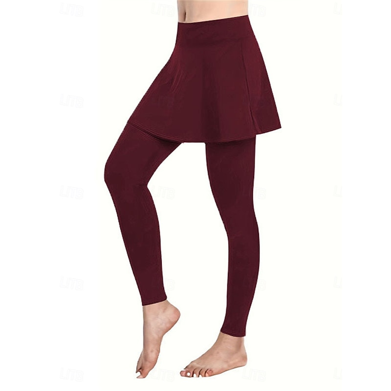 Women's Chinos Skort Cozy Leggings Casual / Sporty Full Length High Waist Plain High Cut Comfy Soft Comfortable Micro-elastic Gym Black Wine Khaki Gray Spring & Fall Regular Fit 9