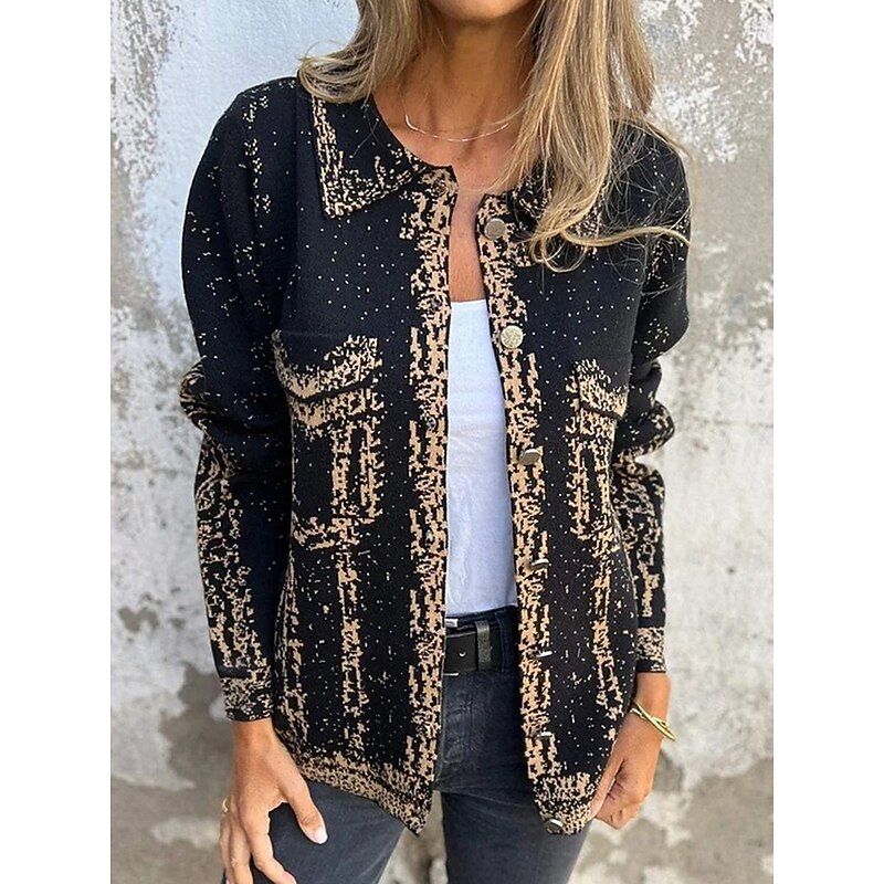 Women's Denim Jacket Outdoor Street Daily Wear Fall Winter Regular Coat Regular Fit Thermal Warm Breathable Stylish Casual Jacket Long Sleeve Solid Color with Pockets Black Blue Khaki