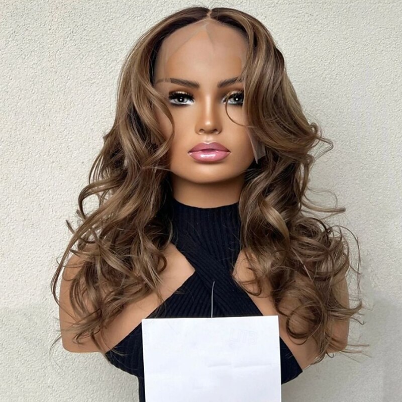 Unprocessed Virgin Hair 13x4 Lace Front Wig Free Part Brazilian Hair Wavy Brown Wig 130% 150% Density with Baby Hair Glueless Pre-Plucked For Women Long Human Hair Lace Wig3