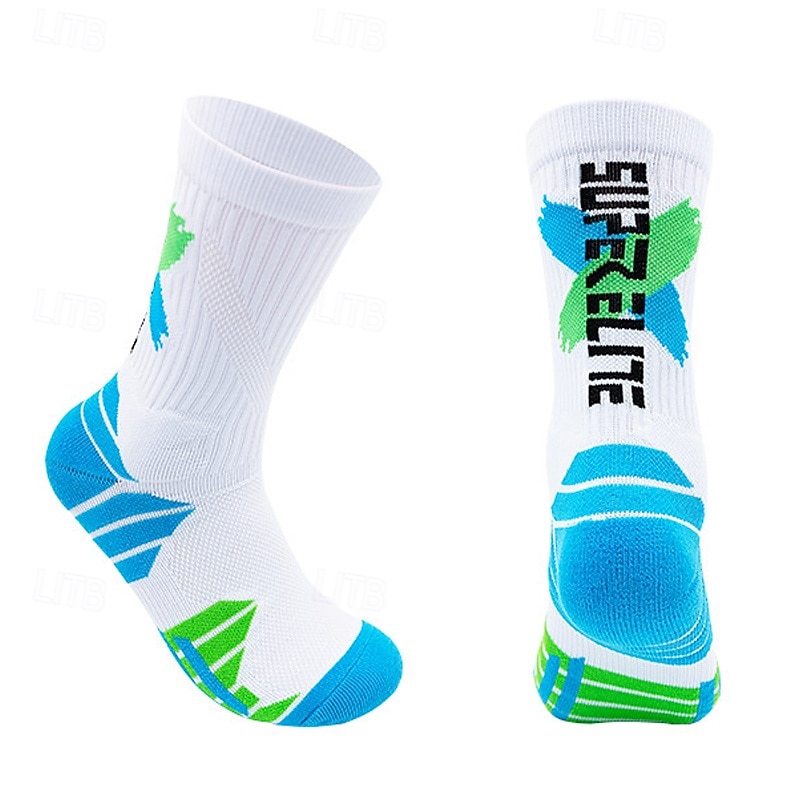 Athletic Sports Socks Running Socks 1 Pair Color Block Men's Socks Anti-Slip Breathable Sweat wicking Comfortable Gym Workout Football / Soccer Running Jogging Cycling Sports Color Block Fashion