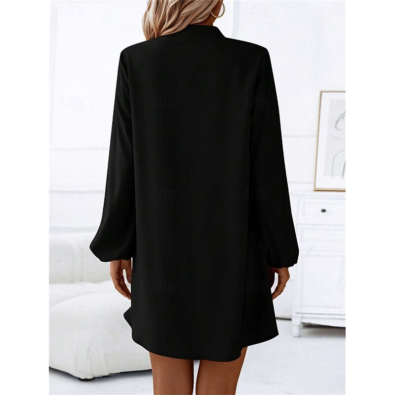 Women's Mini Dress Black Dress Casual Dress Cocktail Dress Formal Dress Casual Sports & Outdoor Street Regular Fit Plain Long Sleeve V Neck Black Fall Winter2