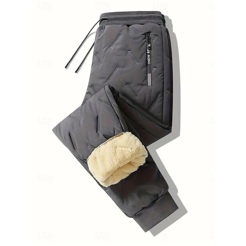 Men's Sweatpants Pocket Elastic Waistband High Waist Pants / Trousers Outdoor Sports & Outdoor Street Fall Fleece Thermal Warm Soft Workout Cycling Tailored Fit Sportswear Activewear Solid Colored4