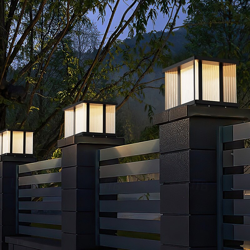 Outdoor Post Lamp Aluminum LED Pillar Post Lantern Column Light Fixture for Yard Entrance Garden 110-240V 20W2