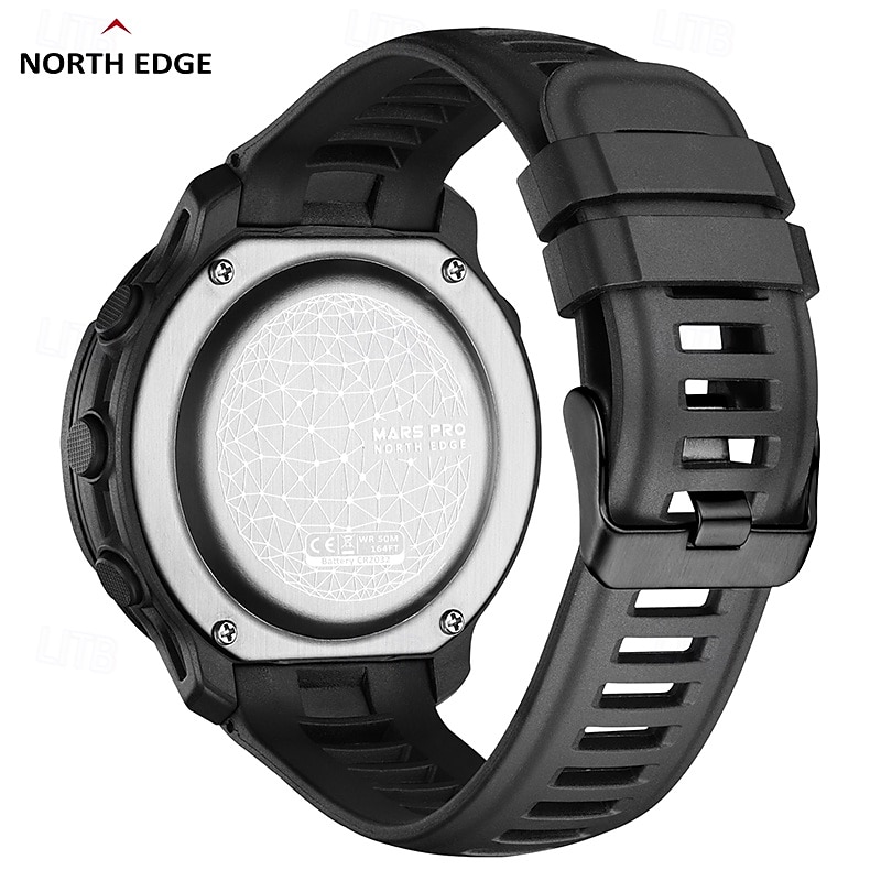 NORTH EDGE MARS Pro Men's Sports Digital Watch Military Army Carbon Fiber Case Watches Altimeter Barometer Compass Waterproo 50M3